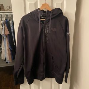 North Face Men’s Black Hooded Zip-up Fleece Jacket